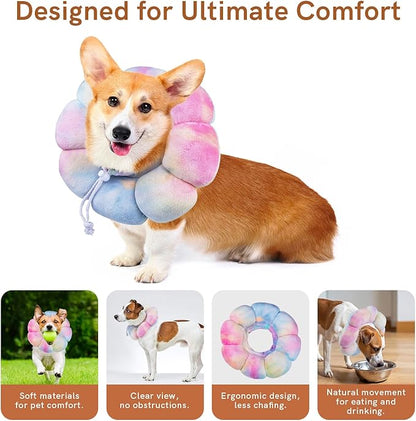 Dog Collar Cone Soft, Adjustable Cute Flower Shape for Claming Dog Cat Cone After Surgery, Pet Recovery Anti-Lick Collar