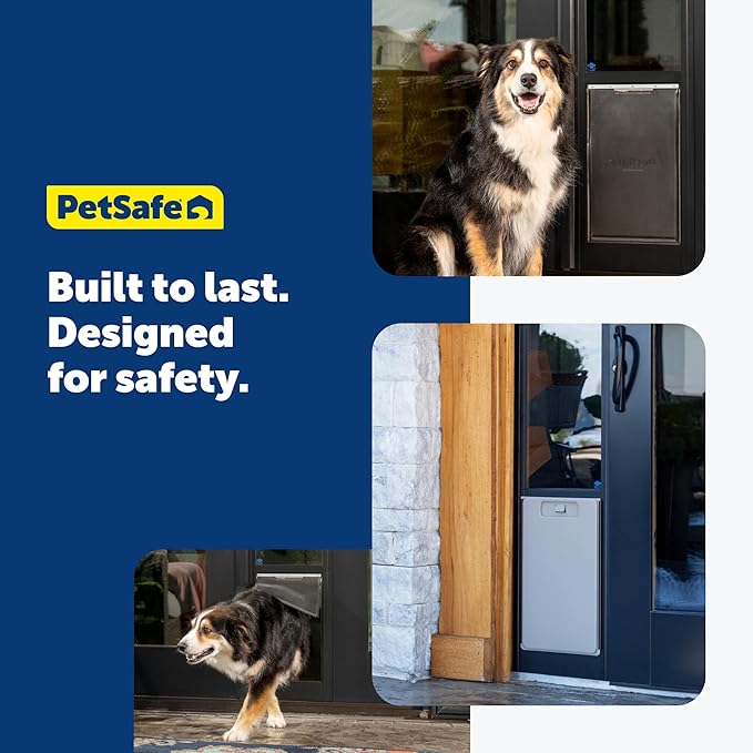 PetSafe Sliding Glass Pet Door - No-Cut DIY Install Doggy Door for Renters - Aluminum Frame - Adjustable Height 75 7/8" to 80 11/16" - Ideal for Large Dogs Up to 100 lb - White