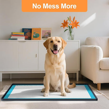 Pee Pad Tray Holder for Dogs,Non-Slip Silicone Dog Puppy Pad Holder,34 x 28 Inche Puppy Potty Training Pads,No Spill Raised Lip High Edge,Portable, Leak-Proof Mat Trays for Indoor Floor Protection