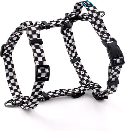 Roses&Poetry Dog Harness Medium Sized Dog, 6 Point Adjustable Fit No Pull Harness with Handle for Control and Easy Walking, Reflective Pet Halter Harnesses（Blackwhite-M）