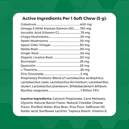 Progility Allergy & Immune Supplement for Dogs – Advanced Daily Immune System & Seasonal Allergy Support with Probiotics, Soft Chews (90 Count)