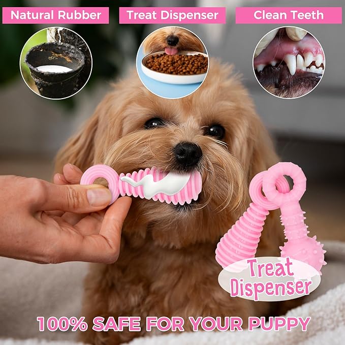 Puppy Toys, 9 Pack Puppy Chew Toys for Teething, Cute Pink Small Dog Toys, Teething Toys for Puppies, Soft Durable Interactive Dog Chew Toy for Small Dogs