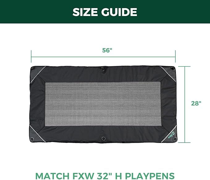 FXW Homeplus Indoor Dog Playpen with Rectangle Mesh Top Cover for Escape Prevention, 32 Inch 6 Panels Heavy Duty Dog Pen for Small and Medium Dogs, Black│Patented