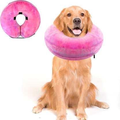 Dog Cone, Uadonile Inflatable Cone Collar for Dogs and Cats, Dog Neck Collar Recovery E-Collar Alternative After Surgery, Elizabethan Collar for Dogs Recovery(Tie-dye Rose Purple, XL)