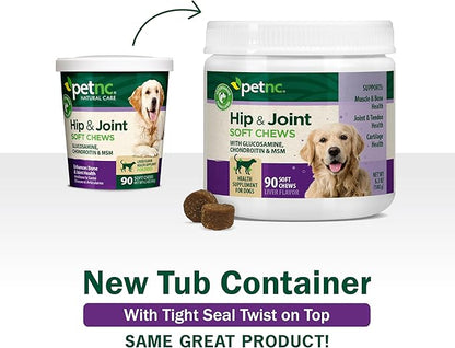 Petnc Hip & Joint Health Supplement for Dogs (90 Chews), Glucosamine Chondroitin MSM Dog Chews with Hyaluronic Acid, Liver Flavored Bone & Joint Support Supplement, For All Breeds