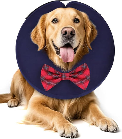 MIDOG Dog Cone Collar for Large Medium Dogs, Soft Inflatable Dog Cone Alternative After Surgery, Adjustable Protective Recovery Cone - Alternative E Collar Does Not Block Vision (Bow Tie,XL)