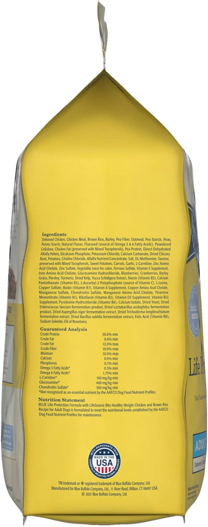 Blue Buffalo Life Protection Formula Healthy Weight Adult Dry Dog Food, Supports an Ideal Weight, Made with Natural Ingredients, Chicken & Brown Rice Recipe, 5-lb Bag