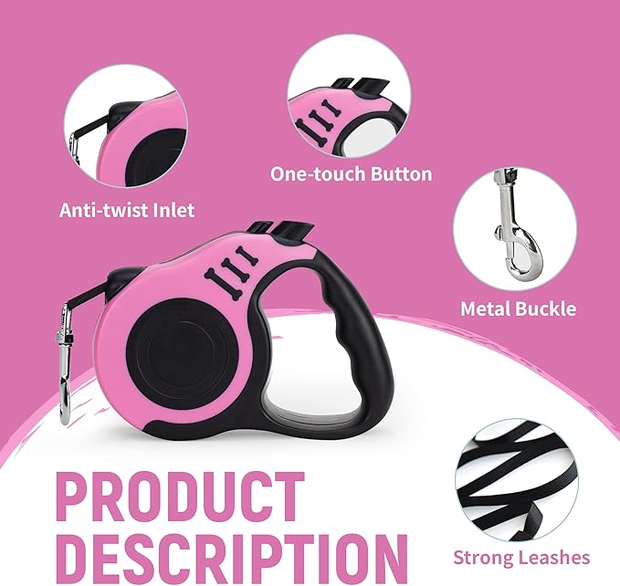 Retractable Dog Leash Automatic Telescopic Tractor Dog Tape, Pet Tape 10/16 FT Durable and Convenient, with Non-Slip Handle, Suitable for Small and Medium-Sized Dogs