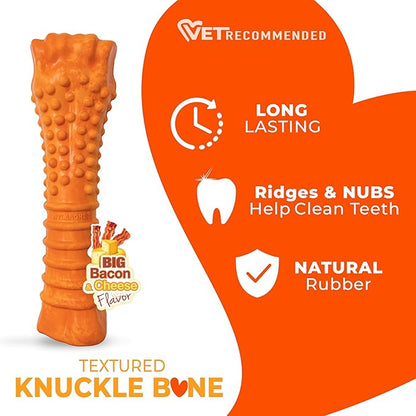 Nylabone Limited Edition 70th Birthday Textured Knuckle Bone Strong Chew Toy for Dogs, Rubber Dog Toys for Moderate & Aggressive Chewers, Bacon & Cheese Flavor, X-Large - 50+ lbs, 1 Count