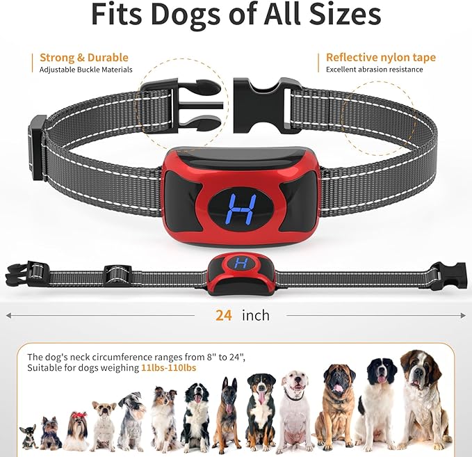 2 Pack No Shock Vibration Bark Collar for Large & Medium Dogs - Safe & Humane Dog Bark Collar with Beep & Vibration, 3 Adjustable Sensitivity Levels, 100% IPX7 Waterproof Dog Training Collar