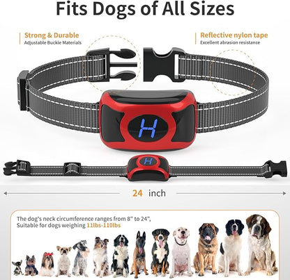 2 Pack No Shock Vibration Bark Collar for Large & Medium Dogs - Safe & Humane Dog Bark Collar with Beep & Vibration, 3 Adjustable Sensitivity Levels, 100% IPX7 Waterproof Dog Training Collar