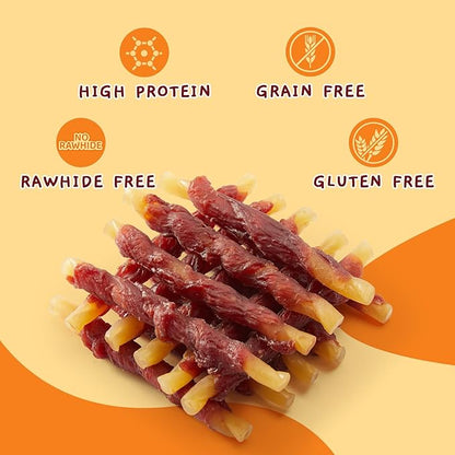 Jungle Calling Duck Wrapped Cod Sticks Dog Treats, Rawhide Free Training Rewards Snacks for Dogs, Natural Chewy Sticks Treats, 10.6oz (Pack of 2)