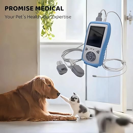 Vet Handheld Pulse Oximeter - Professional for Dogs/Cats/Horses SPO2, Heart Rate, Temperture - Rechargeable Battery (30-Day Guarantee)