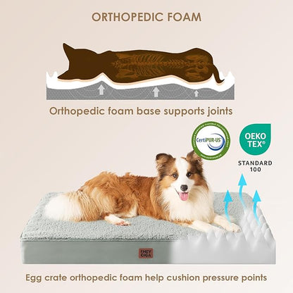 EHEYCIGA Orthopedic Medium Dog Beds for Small Dogs with Removable Washable Cover for Crate, Greyish Green, 30x20