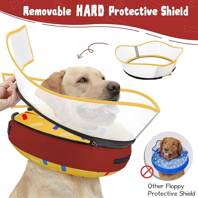 Elevated Inflatable Dog Cone Collar Alternative After Surgery, Dog Donut Collar, Soft Pet Cone to Stop Licking for Small Medium Large Dogs