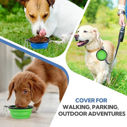 Collapsible Dog Bowls for Travel, 2-Pack Dog Portable Water Bowl for Dogs Cats Pet Foldable Feeding Watering Dish for Parking Camping Walking with 2 Carabiners Clip (12oz, Small, Blue+Green)
