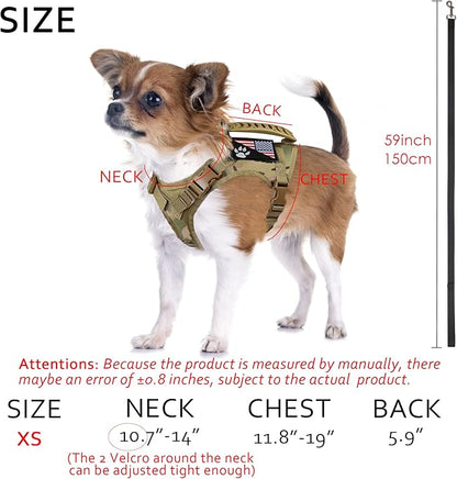 Tactical Dog Harness Tactical Puppy Vest with Rubber Handle K9 Military Adjustable Pet Vest Harness for Outdoor Training XS Dog Harness (Camouflage Harness with Leash)