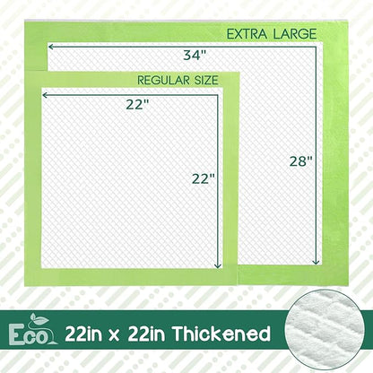 CROCI Puppy Pads 28x34in Green Wee Wee Pads for Dogs , Plant-Based Dogs Pads Extra Large Absorbs Up to 7 Cups of Liquid, 5-Layer Leak-Proof & Quick Drying, Disposable (40 Counts)