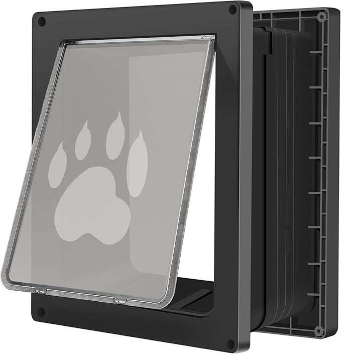 CEESC Large Dog Door for Wall, Weatherproof Pet Door for Cats and Dogs Up to 100 lb, Durable, Telescoping Tunnel, Snap-in Closing Panel Included (Large)