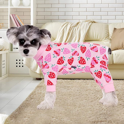 Surgery Recovery Suit for Small Dogs, Onesie for Surgery Female Dogs, Small Dogs Pajamas Long Sleeve, Abdominal Wound Bandages Surgical Suit, Dog Cat Recovery Suit for Shedding Skin Disease