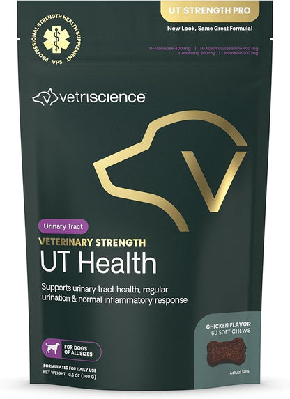 Vetriscinece Veterinary Strength UT Health Chews - Clinically Studied Supplement for Dogs - Supports Canine Urinary Wellness -Naturally Sourced - Features GanedenBC 30-60 Count, Chicken Liver Flavor