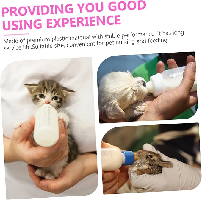 FRCOLOR 9pcs Pet Material Bottles for Newborn Puppies Kittens Rabbits Dog Bottle Kitten Milk Replacer Liquid Feeding Tools