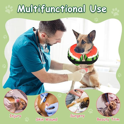 Dog Cone Collar Alternative, Inflatable, Waterproof Fabric Comfy Pillow for Dogs (Red-Green, XL(Neck:19.68'-29.6'))