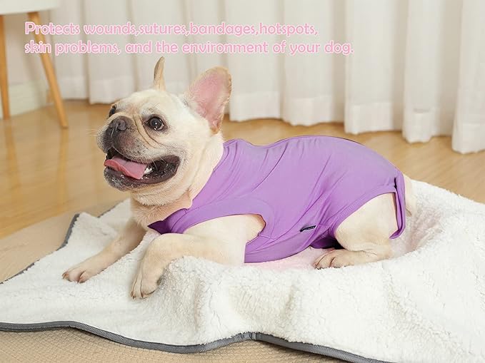 Dog Surgery Recovery Suit - After Spay, Abdominal Wounds Post Surgical Recovery, Anti Licking Breathable Dog Onesies for Small, Medium & Large Pet, Alternative Bandages Cone E-Collar