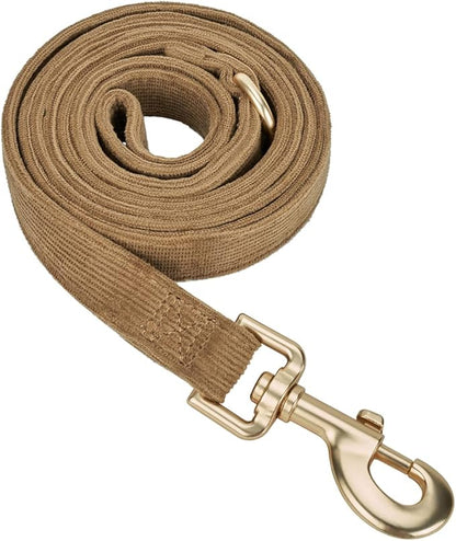 Soft Cotton Dog Leash, 5 Ft Heavy Duty Corduroy Dog Leashes with Gold Metal Hook for Small Medium Large Dogs,Small,Brwon