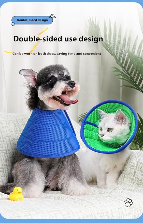 Soft Dog Cone Collar Alternative, Adjustable E-Collar for Surgery Recovery & Wound Protection. Comfy Elizabethan Cone for All Pets. (Blue, S(Fit 5.5-8.8 lb Dog &6.6-13.2 lb Cat))