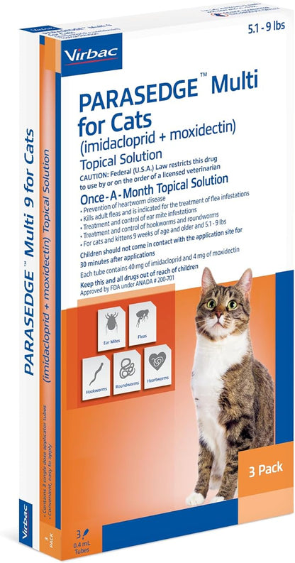 PARASEDGE™ Multi 9 for Cats and Ferrets (imidacloprid + moxidectin) Topical Solution 5.1-9 lbs, 3 Pack