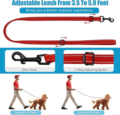 Martingale Dog Collar and Leash Set Martingale Collars for Dogs Reflective Martingale Collar for Small Medium Large Dogs(Red&M)