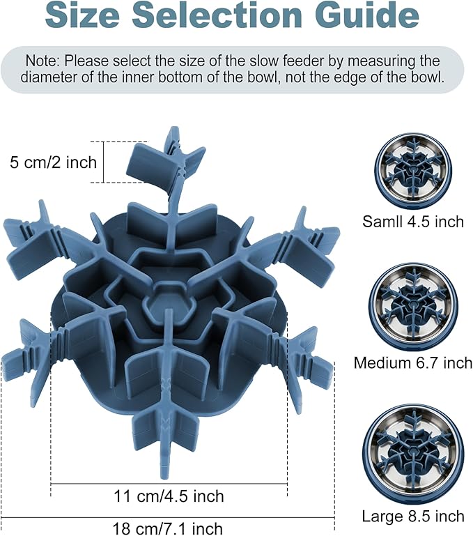 Slow Feeder Insert for Dog Bowl, Mabnuby 100% Food-Grade Silicone Slow Feeder Insert Fits Large Medium Small Size Dogs, Compatible with Regular & Elevated Bowls, Helps Prevent Digestive Issues, Blue