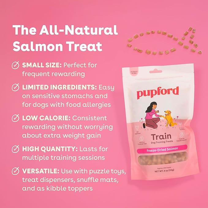 Pupford Freeze Dried Training Treats for Dogs & Puppies, 900+ Two Ingredient Bites (Salmon, 8 oz)