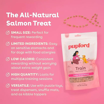 Pupford Freeze Dried Training Treats for Dogs & Puppies, 900+ Two Ingredient Bites (Salmon, 8 oz)