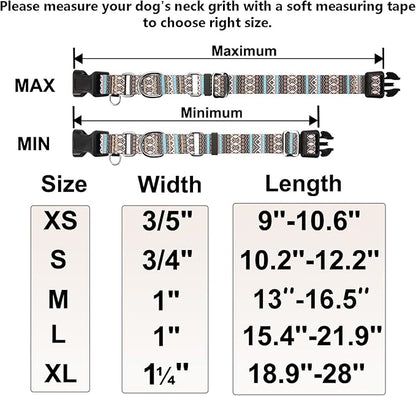Martingale Dog Collar with Buckle Tribal Design Adjustable Escape Proof Pet Collars (Aztec, Large)