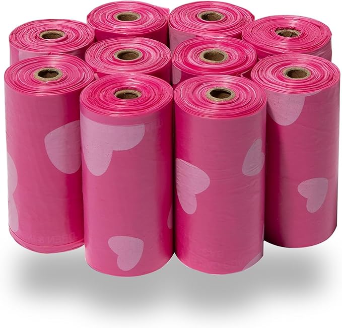 Best Pet Supplies Dog Poop Bags (4 x 150 Bags) for Waste Refuse Cleanup, Doggy Roll Replacements for Outdoor Puppy Walking and Travel, Leak Proof and Tear Resistant, Thick Plastic - Assorted Colors