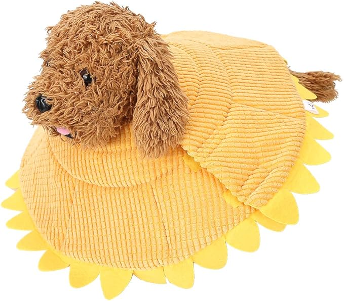 Cat Recovery Collar, Cute Sun Flower Soft Plush Cat Cone Cones Elizabethan Collar for Dog Cat Kitten After Surgery, Wound Healing, Daily Use(S)