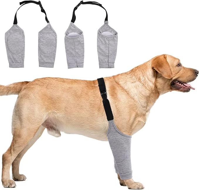 Dog Recovery Suit for Front Legs, Dog Recovery Sleeves After Surgery with Elastic Band, Soft Protective Elbow Braces for Medium Large Dogs, Cone Collar Alternative to Stop Licking Leg Wounds,Grey,3XL
