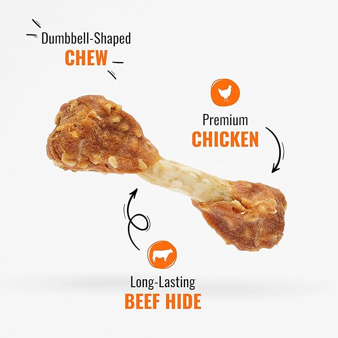 Good'N'Fun Chicken Flavored Dumbbells, Rawhide Snacks for Small Dogs