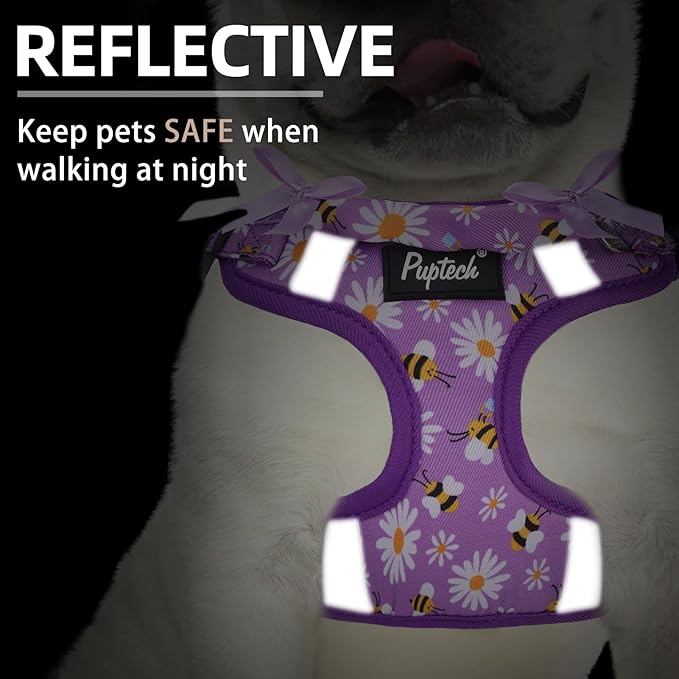 PUPTECK Dog Harness and Leash Set Medium Sized, Step in No Pull Adjustable Puppy Cat Harness Reflective Pet Vest