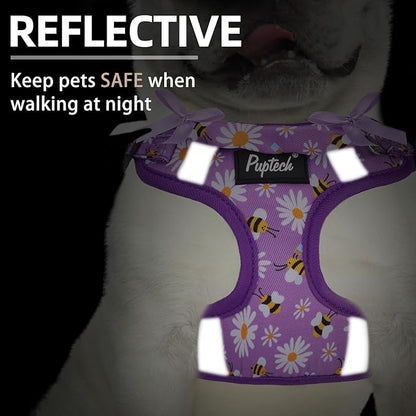 PUPTECK Dog Harness and Leash Set Medium Sized, Step in No Pull Adjustable Puppy Cat Harness Reflective Pet Vest