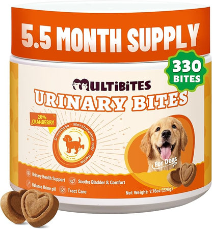 Urinary Tract Supplement for Dogs - Cranberry Supplement with Cranberry, D Mannose, Marshmallow Root & Blueberry for Bladder Control & Kidney Health for Dogs - Chicken Flavor 7.76oz