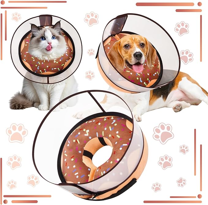 Inflatable Dog Cone Collar with Detachable Enhanced Anti-Licking Shield, Soft Neck Donut Collar for Dogs After Surgery, Adjustable Dog Cone Alternative for Large Medium Small Dogs & Cats