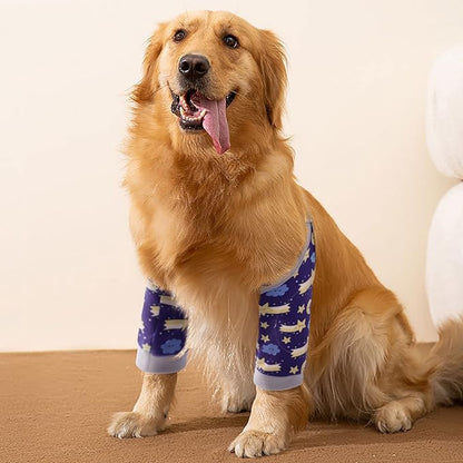 ROZKITCH Dog Surgery Leg Sleeve for Front Legs, Adjustable Pet Prevent Licking Wound Elbow Knee Protector, Dog Leg Sleeve to Stop Licking Cone Collar Alternative for Sprain ACL CCL Arthritis Blue XL