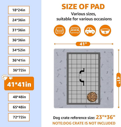 Washable Puppy Pads 2Pack , 41x41 Reusable Pee Pads for Dogs, Absorbent Whelping Pads with Bone Print, Waterproof Dog Rug Non-Slip Protector for Housbreaking,Potty Training,Bed Couch Carpet