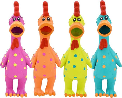 Multipet Polka Dot Globken Chicken Latex Dog Toy - Squeaky Toy for All Dogs - Easy-to-Clean Squeaky Toys - Latex Dog Toys for Playing (1 Count, 11.5”, Random Color Surprise)