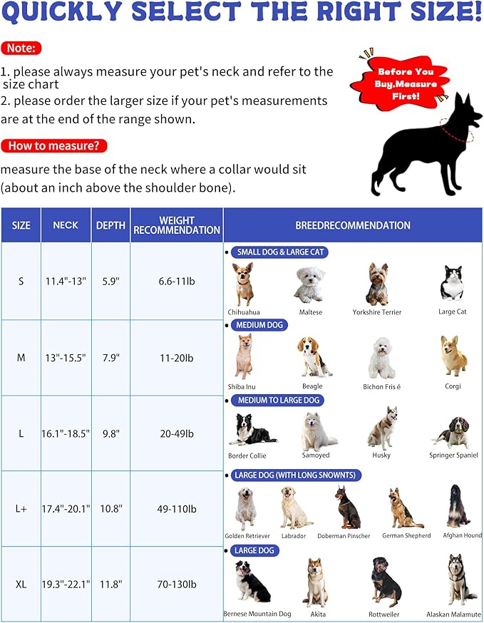 Inspack Soft Dog Cone Collar Alternative, E Cones for Small Dogs, Cats & Puppies to Stop Licking After Surgery, High-Density Fabric Comfortable Elizabethan Recovery Collar, Blue Pro, S