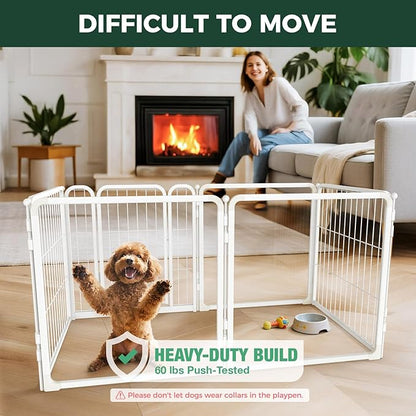 FXW AuraSpace Pro Acrylic & Wire Mesh Indoor Dog Playpen, 24" Height 6 Panels Metal Dog Pen for Puppies & Small Dogs, White│Patented