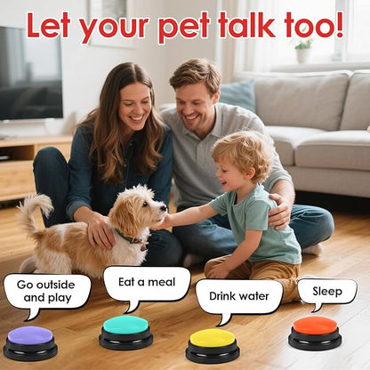 lazycozy® Dog Buttons for Communication - Pack of 6 Talking Buttons with Clear Voice Recording, 30 Seconds, Bright Colors, Easy Press for Pet Training